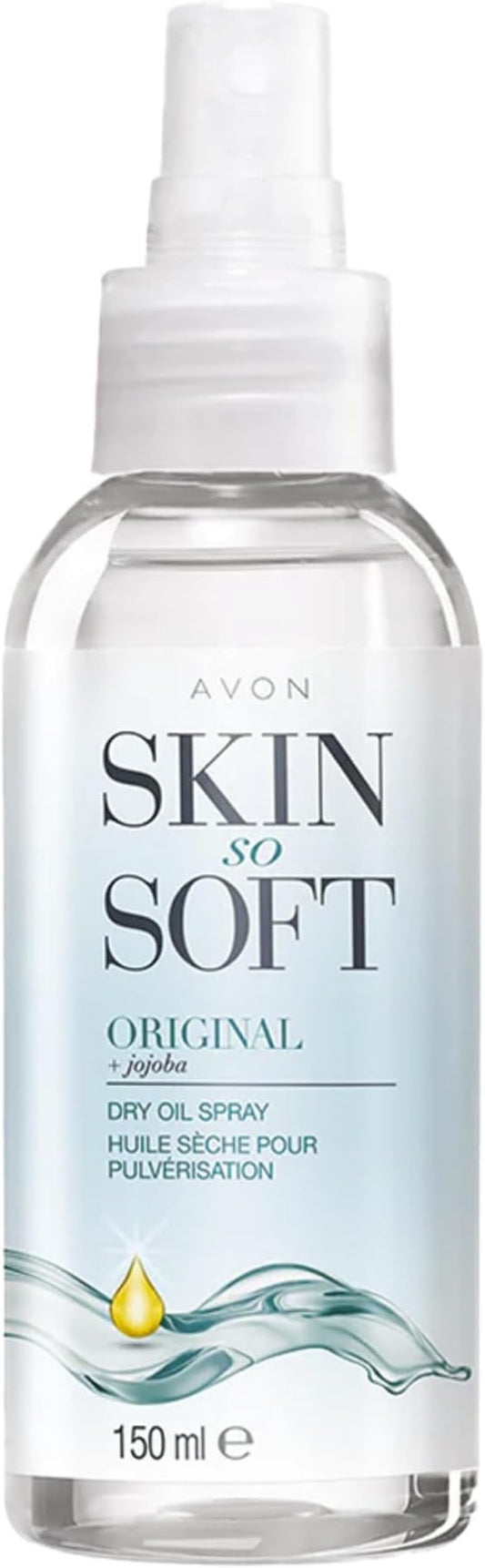 Avon Skin So Soft Dry Oil Spray 150ml | Locks in Moisture | Formulated with Jojoba Oil and Vitamin E | Quick Dry Formula | Cruelty Free,Clear